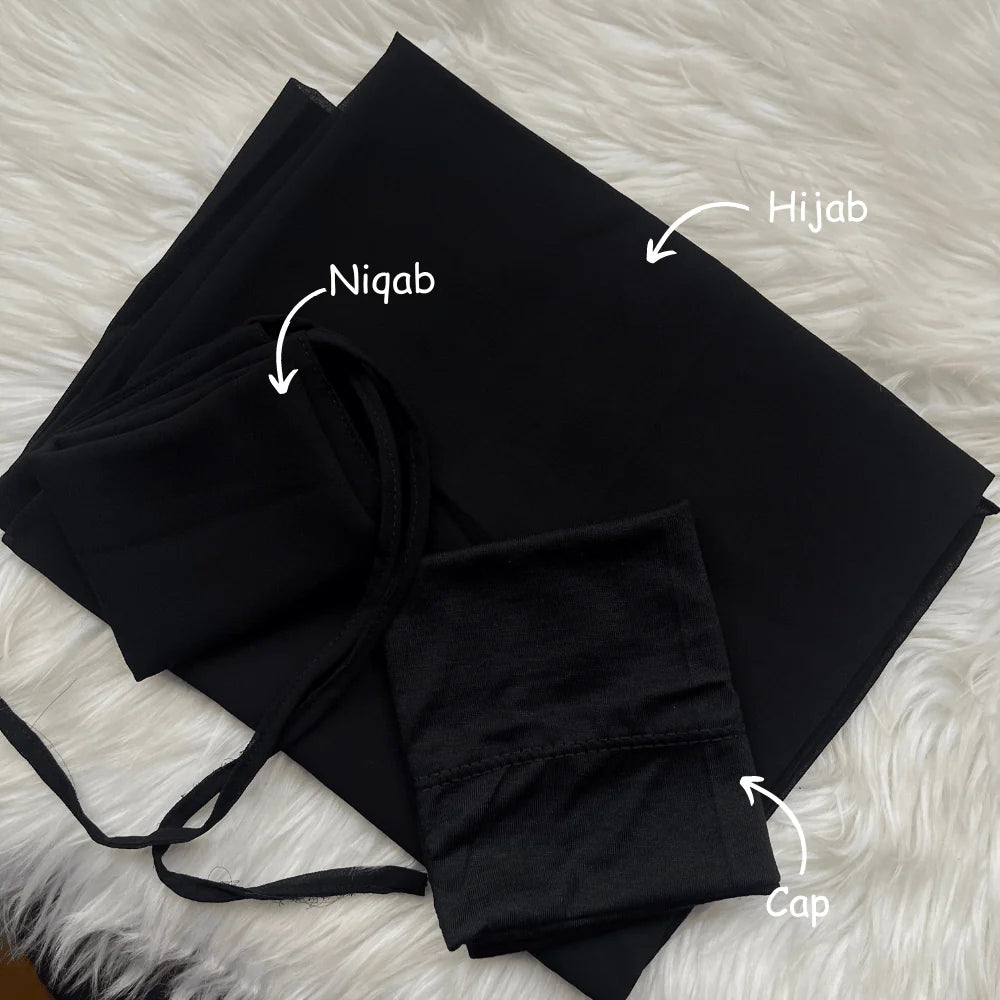 Matching Hijab + Naqab + Cap Set