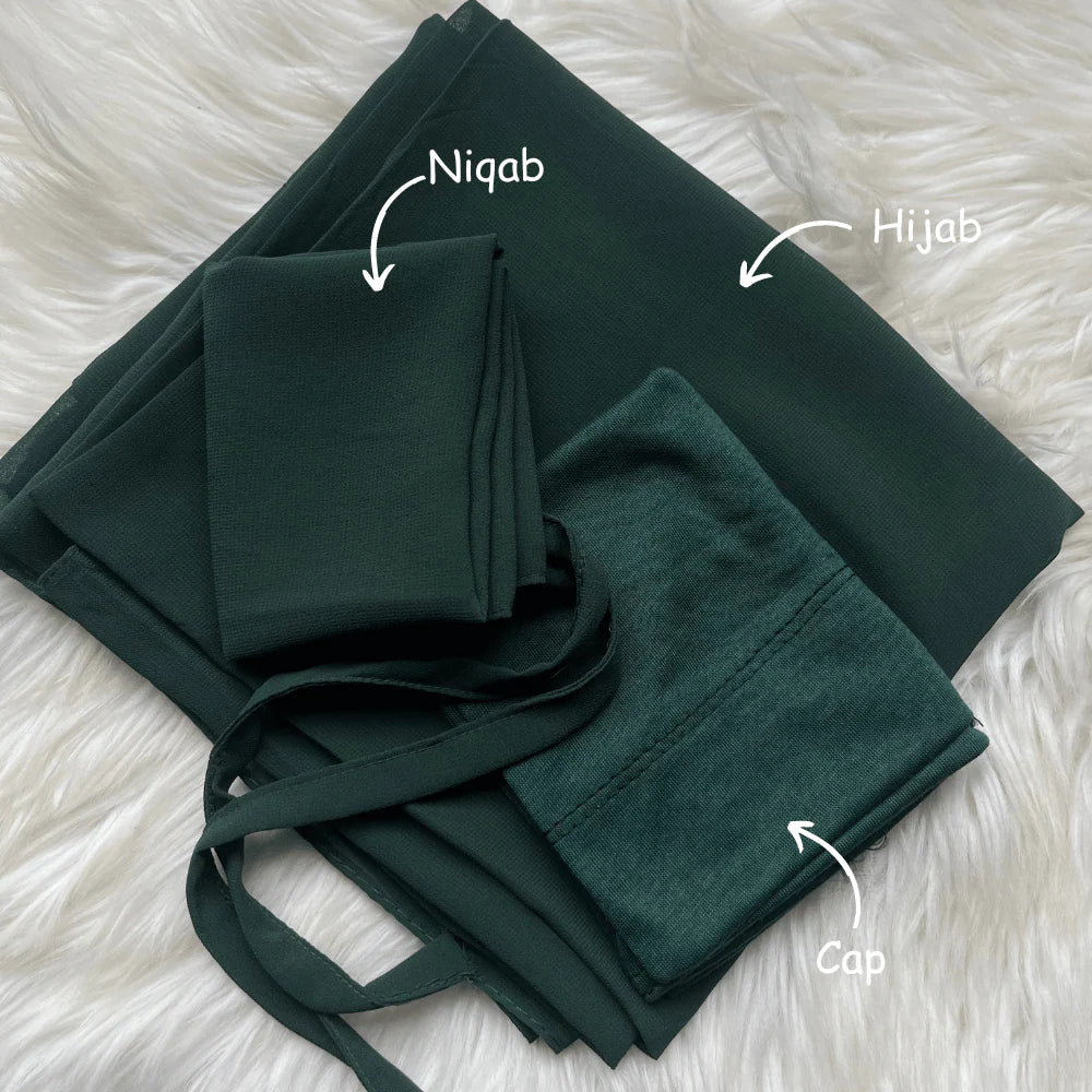 Matching Hijab+ Niqab + Cap Set
